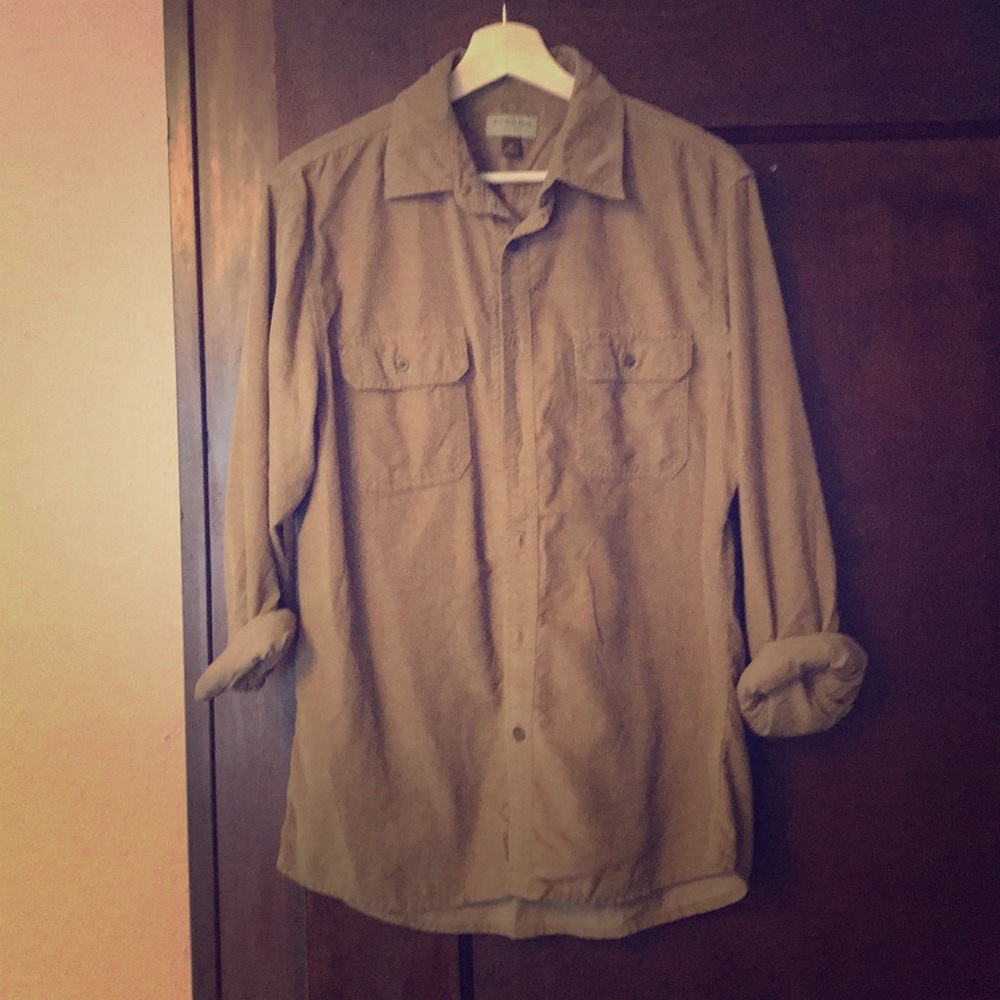 Sonoma Corduroy Tan Casual Button Down - M